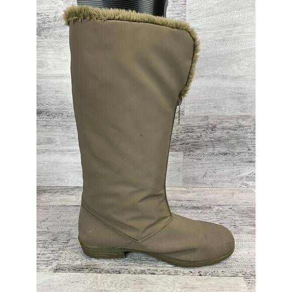 Totes Stride Womens Size 9M Faux Fur Lined Waterproof Winter Boots Beige/Khaki - Picture 7 of 8